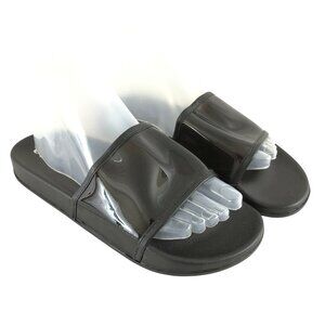 Rue 21 etc! Womens Sandals Slides Flip Flops Shiny Black Slip On Size M 7/8